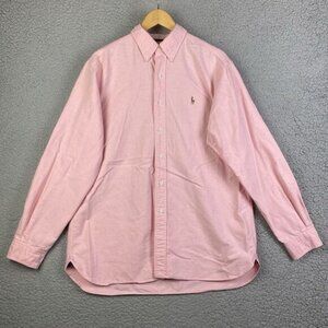 Vintage Ralph Lauren Shirt Mens L Pink Oxford Button Up Long Sleeve Color Pony